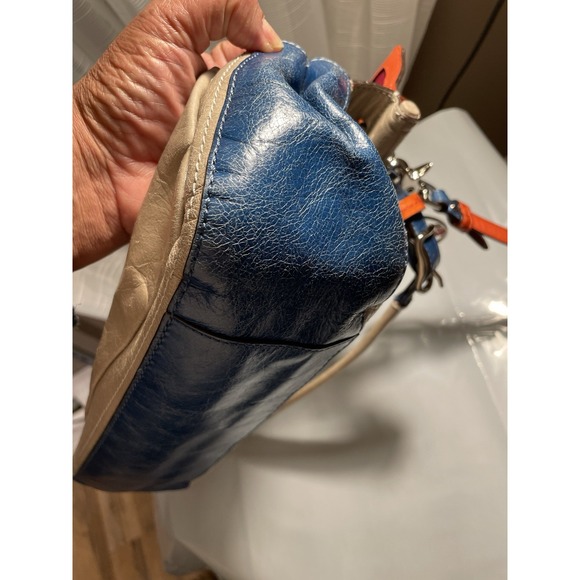 Coach Vintage City Willis In Colorblock Taupe/Blue/Orange Crossbody Turnlock - Picture 7 of 12